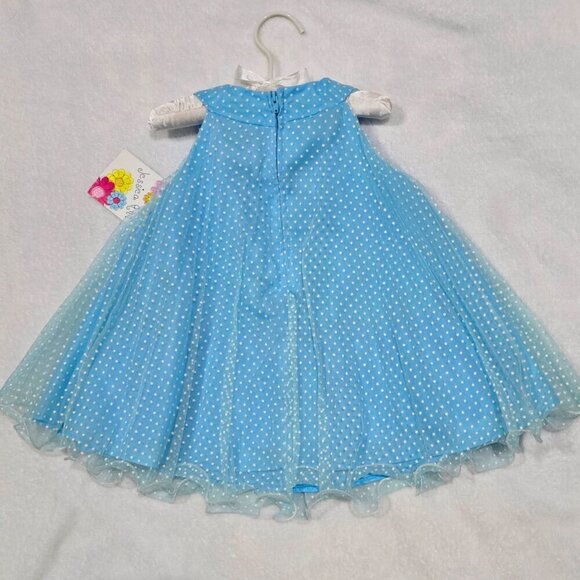 Jessica Ann Baby Dress 18M – Blue Polka Dot w/ Floral Bodice & Tulle | NWT - Picture 5 of 9